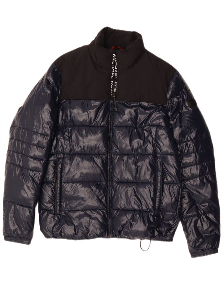 Michael Kors Herren Loose Fit Wattierte Jacke UK 36 Small Marineblau Polyester