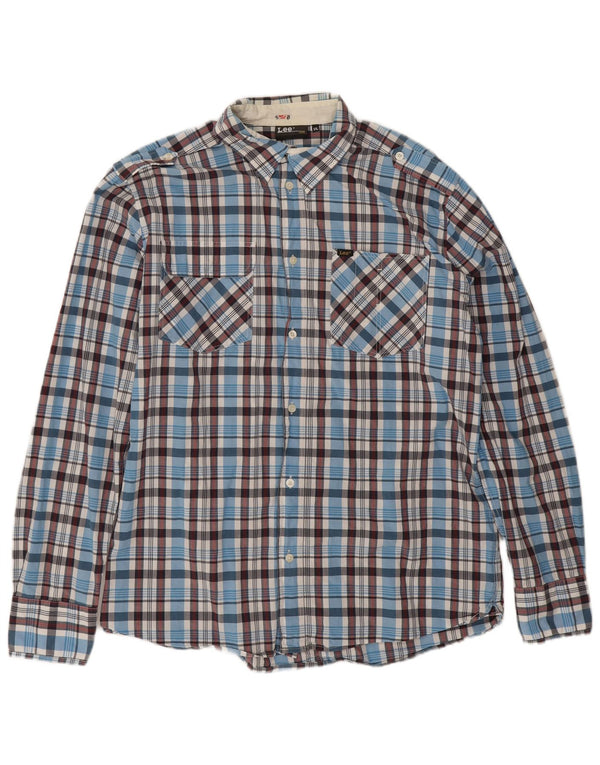 Lee Herrenhemd 2XL, blau kariert, Baumwolle