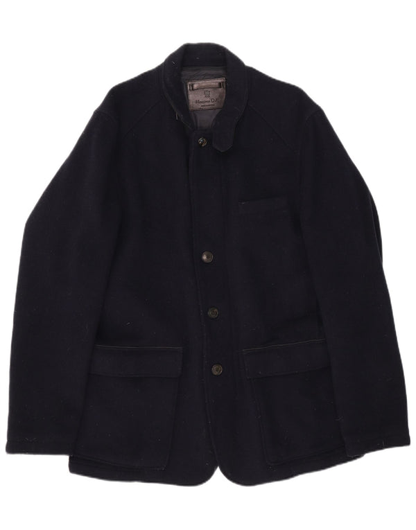 Massimo Dutti Herren 4-Knopf-Blazerjacke UK 42 XL Marineblaue Wolle