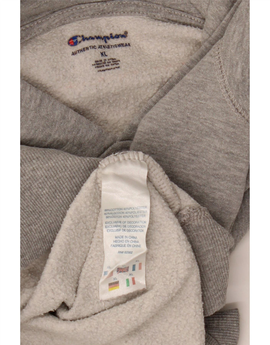 CHAMPION Jungen-Pullover mit grafischem Kapuzenpullover, 13–14 Jahre, XL, grau gesprenkelte Baumwolle