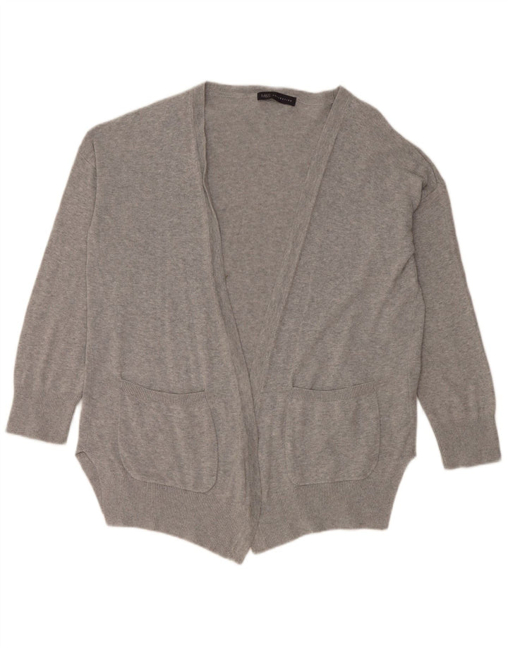 Marks & Spencer Damen Übergroßer offener Cardigan-Pullover UK 14 Mittelgrau