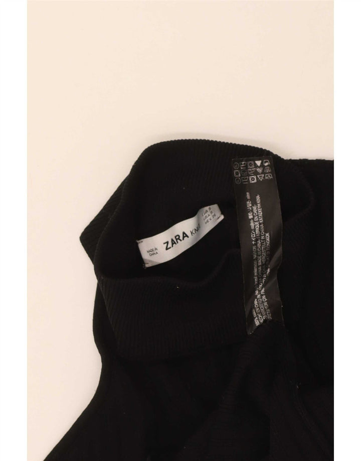 Zara Damen Crop One Shoulder Top UK 8 Small Schwarzes Nylon
