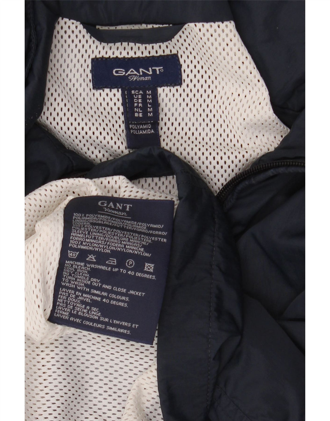 Gant Damen Regenjacke mit Kapuze UK 14 Medium Marineblau Polyamid