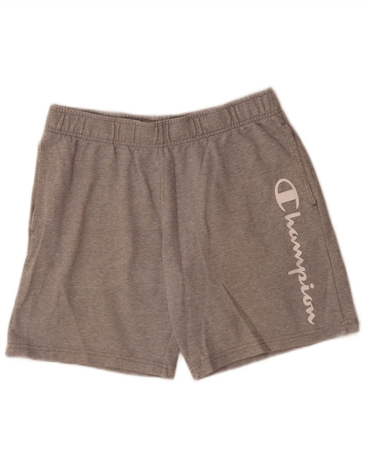 Champion Herren-Sportshorts mit Grafik, groß, grau gesprenkelte Baumwolle