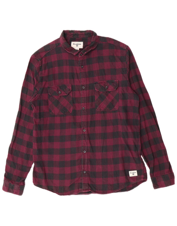 Billabong Herren Flanellhemd XL Maroon Gingham Baumwolle
