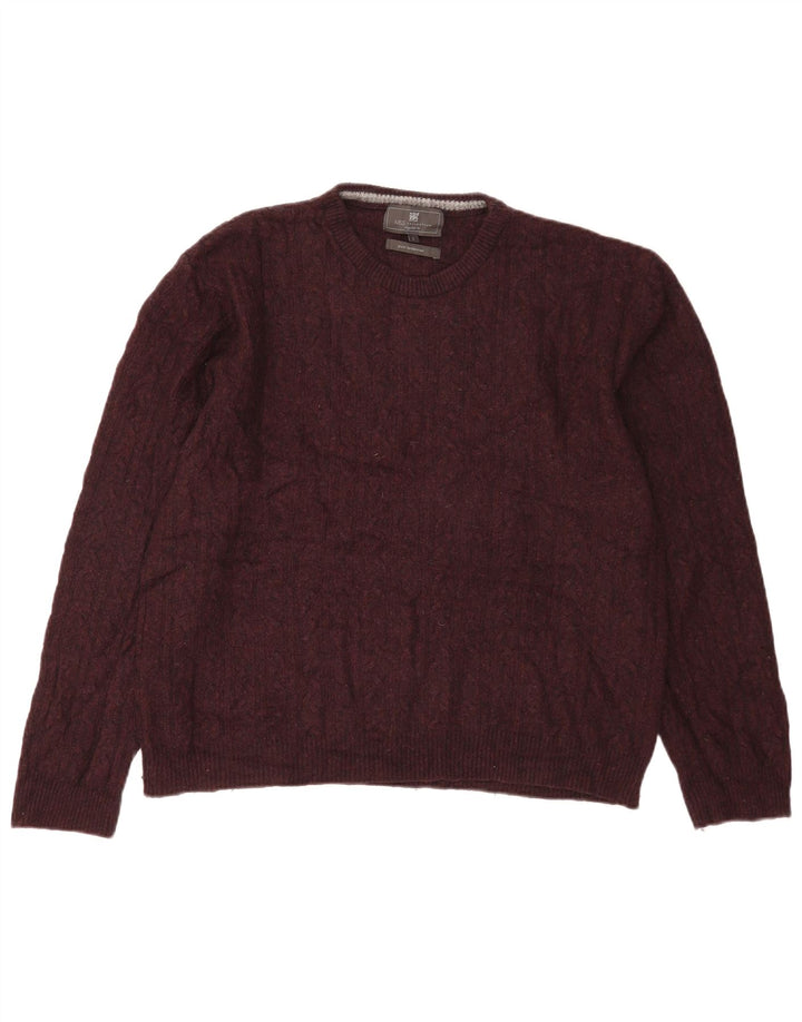 Marks & Spencer Herren-Pullover mit Rundhalsausschnitt, reguläre Passform, Größe L, Burgunderrot