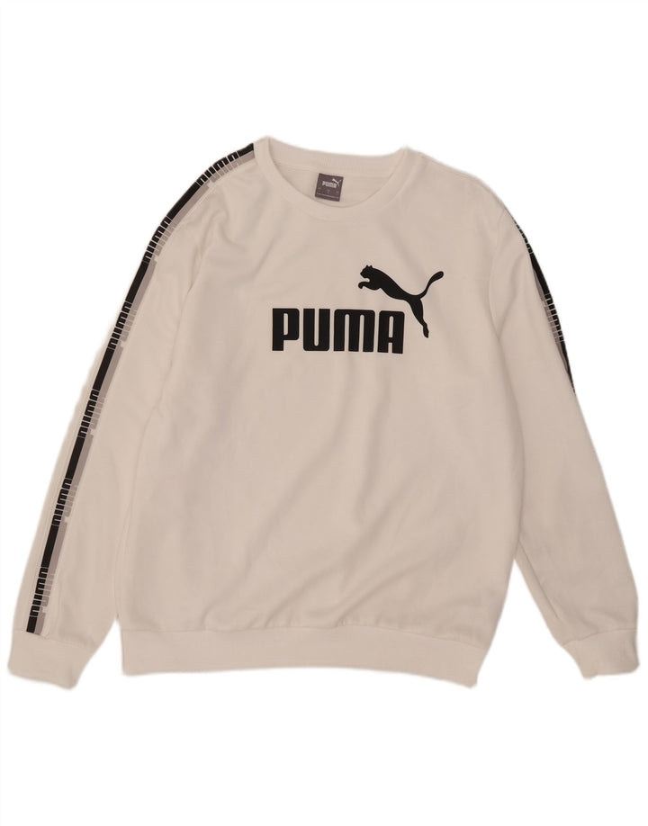 Puma Herren Grafik-Sweatshirt-Pullover, großes weißes Polyester