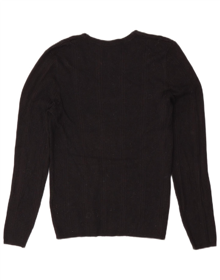 Marks & Spencer Damen-Pullover mit V-Ausschnitt, Gr. 12, mittlere schwarze Viskose