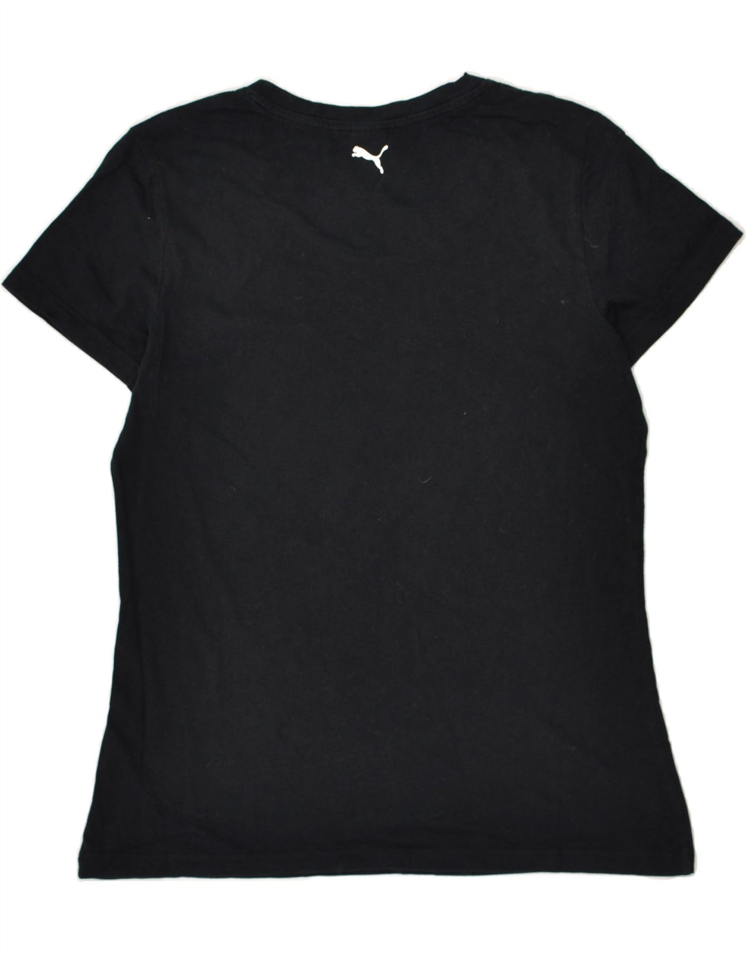 PUMA Womens T-Shirt Top UK 14 Medium Black Cotton | Vintage Puma | Thrift | Second-Hand Puma | Used Clothing | Messina Hembry 