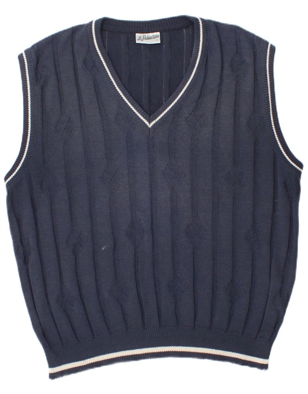 Vintage Herren Weste Tank Top IT 50 Medium Marineblau