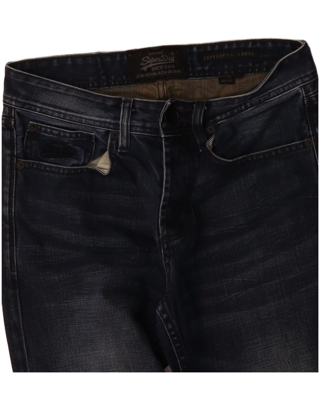 Superdry Herren Copperfill Loose Jeans W28 L30 Marineblau Baumwolle