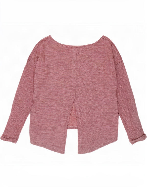 Benetton Damen-Oberteil, langärmlig, UK-Größe 46, Größe L, Rosa, Nadelstreifen