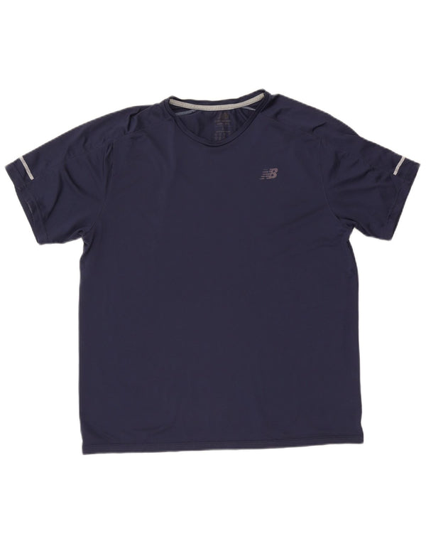 New Balance Herren T-Shirt Top Large Marineblau Polyester