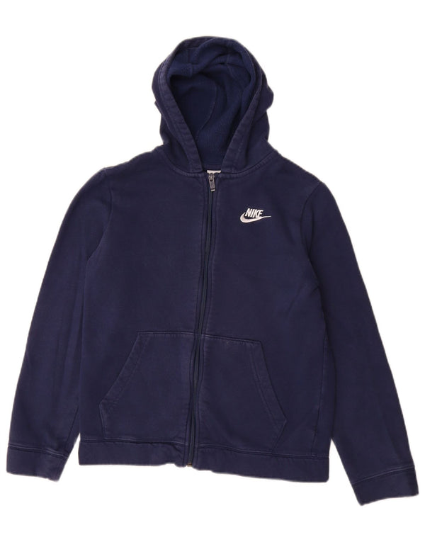 Nike Jungen-Kapuzenpullover mit Reißverschluss, 12–13 Jahre, groß, marineblaue Baumwolle