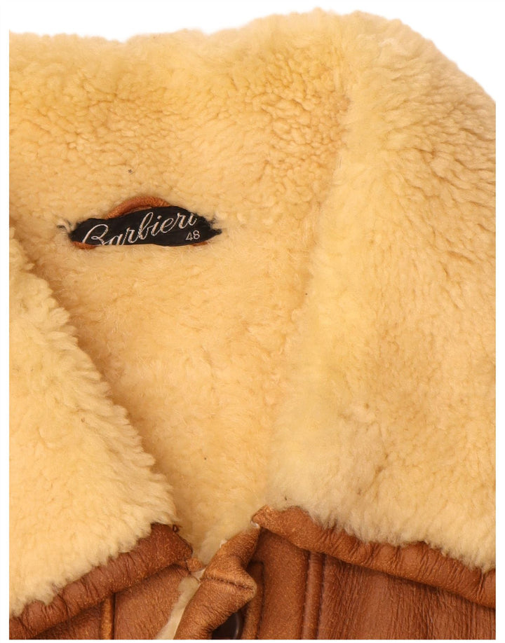 Barbieri Herren Shearling Jacke IT 48 Mittelbraun kariert