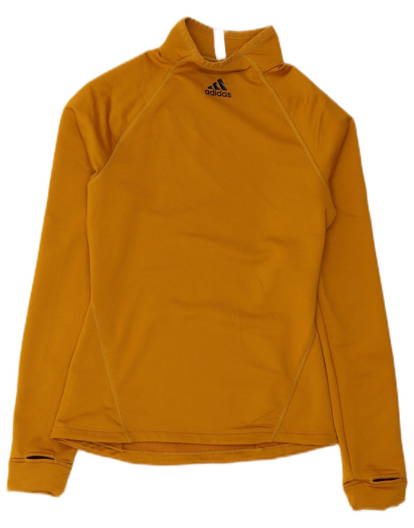 Adidas Damen Top Langarm UK 8/10 Small Gelb Polyester