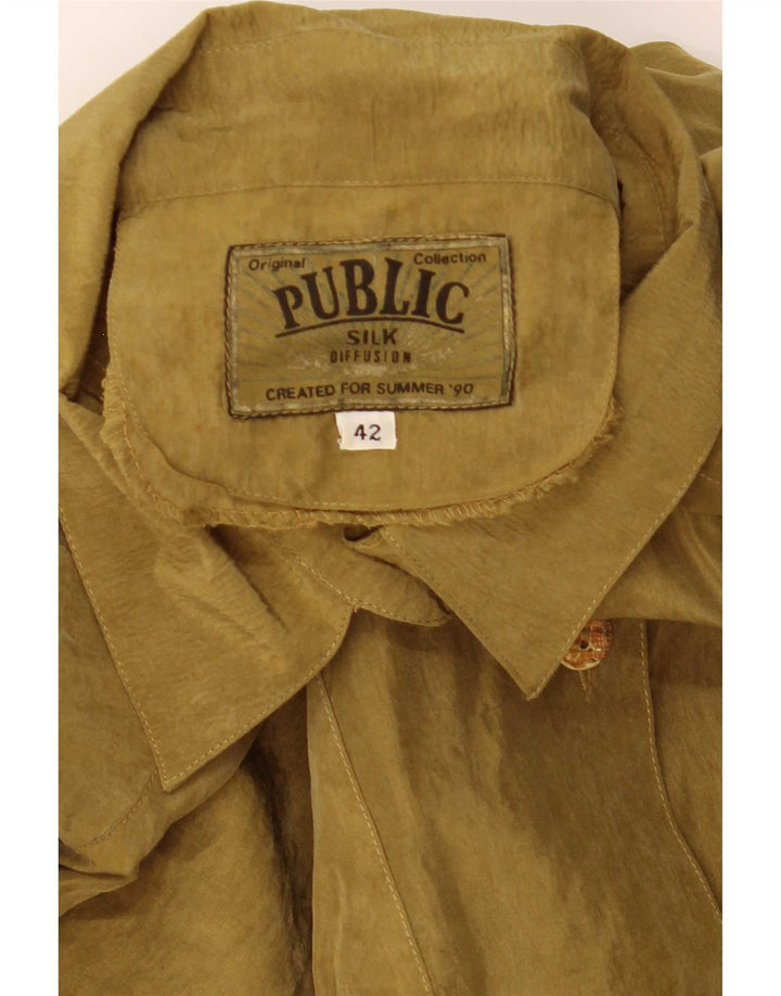 Public Womens Übergroße Hemdbluse EU 42 Große Khaki-Seide