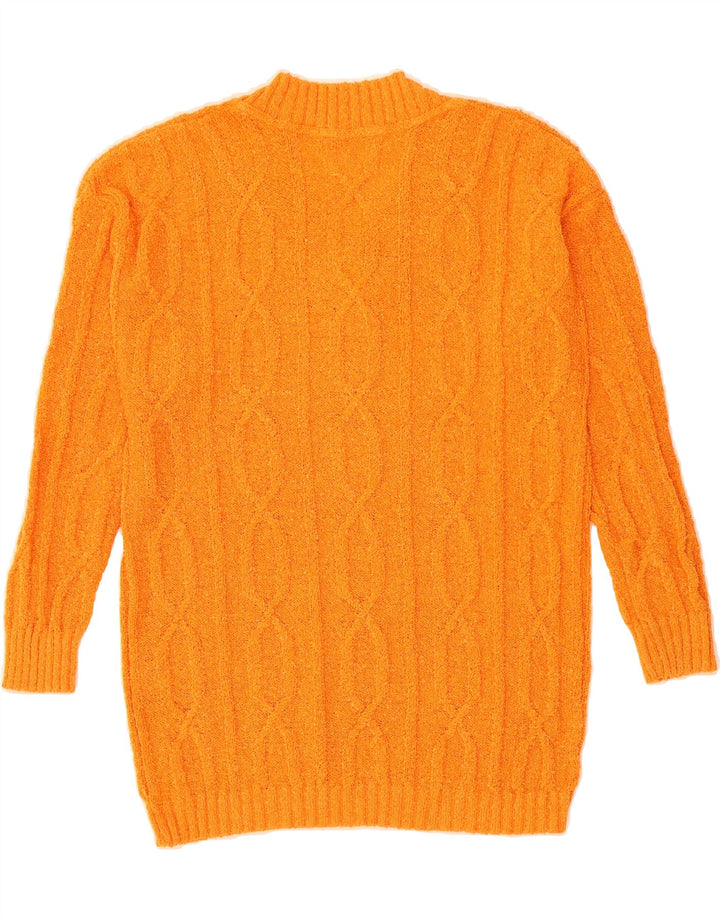 VINTAGE Womens V-Neck Jumper Sweater UK 14 Medium Orange Vintage Vintage and Second-Hand Vintage from Messina Hembry 