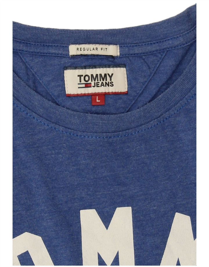 Tommy Hilfiger Herren-T-Shirt mit normaler Passform, Grafik, Größe L, Blau, Polyester