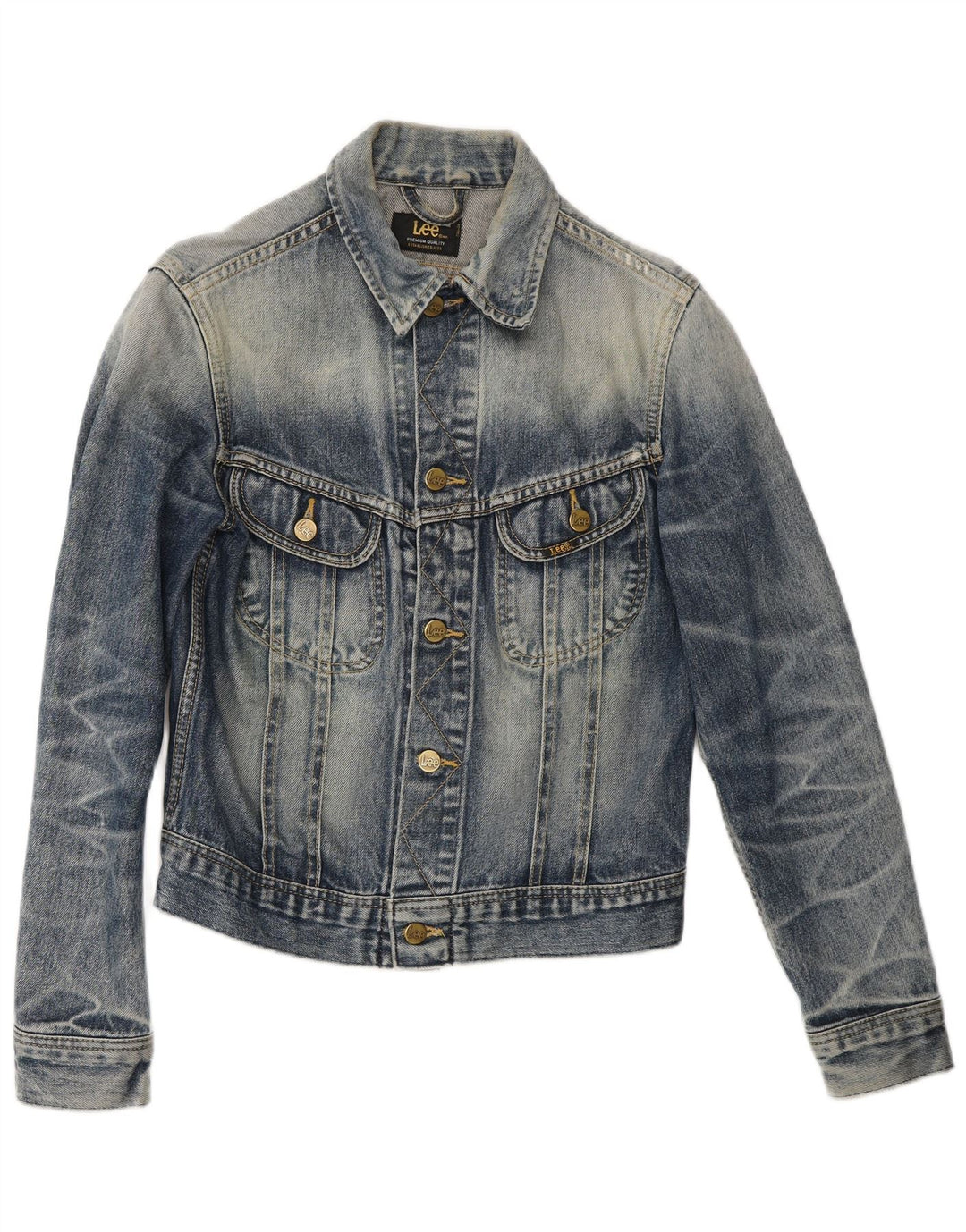 Lee Damen Rider Jeansjacke UK 12 Mittelblaue Baumwolle