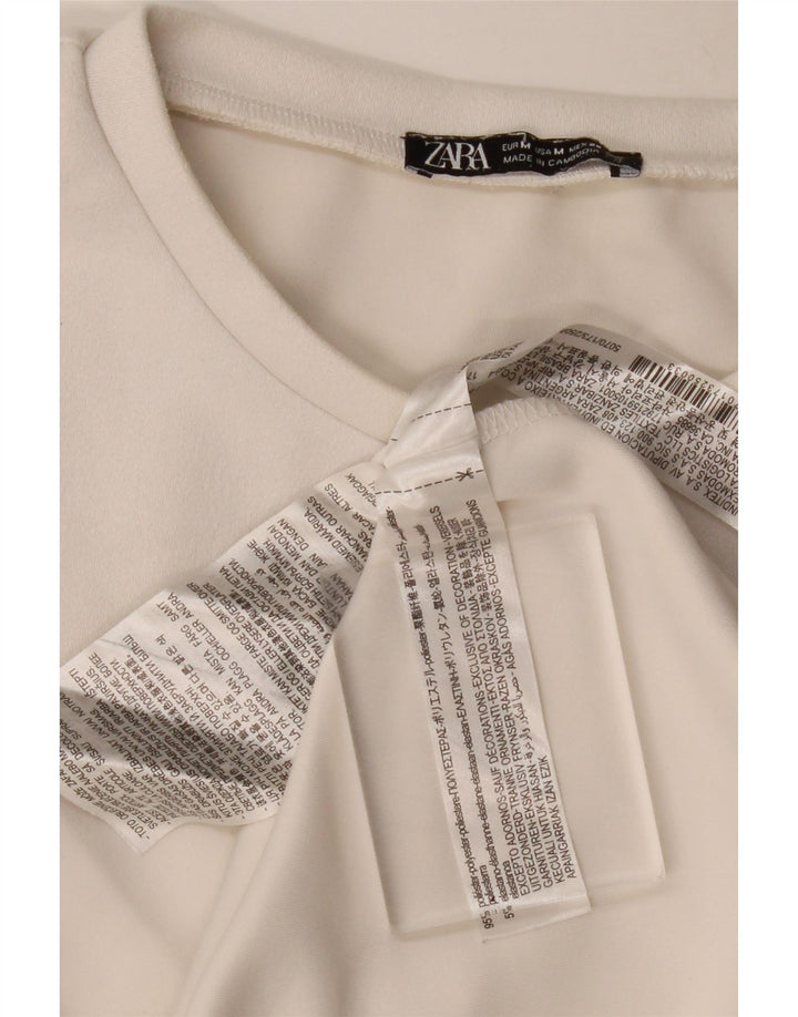 Geometrisches T-Shirt-Kleid für Damen von Zara, UK 12, Mittelweiß, Polyester