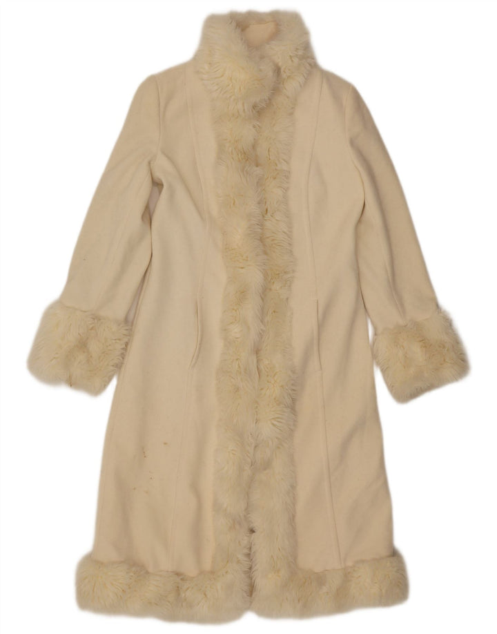 Zara Damen Mantel UK 10 Small Beige Wolle