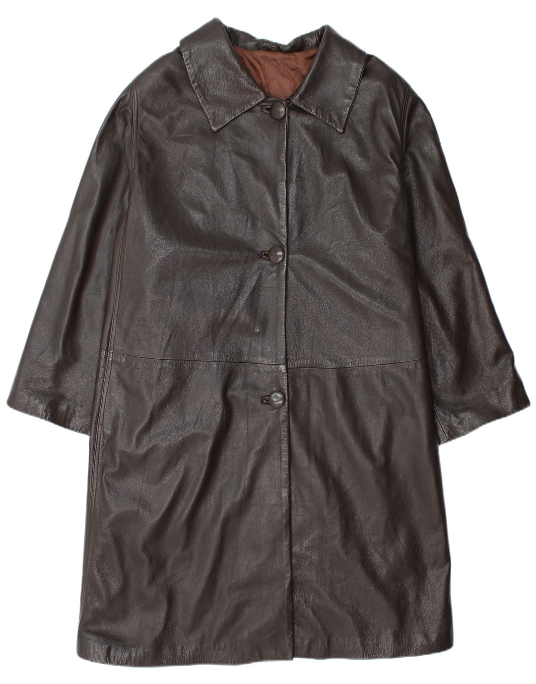 Conbipel Damen Übergroßer Ledermantel IT 48 XL Braunes Leder