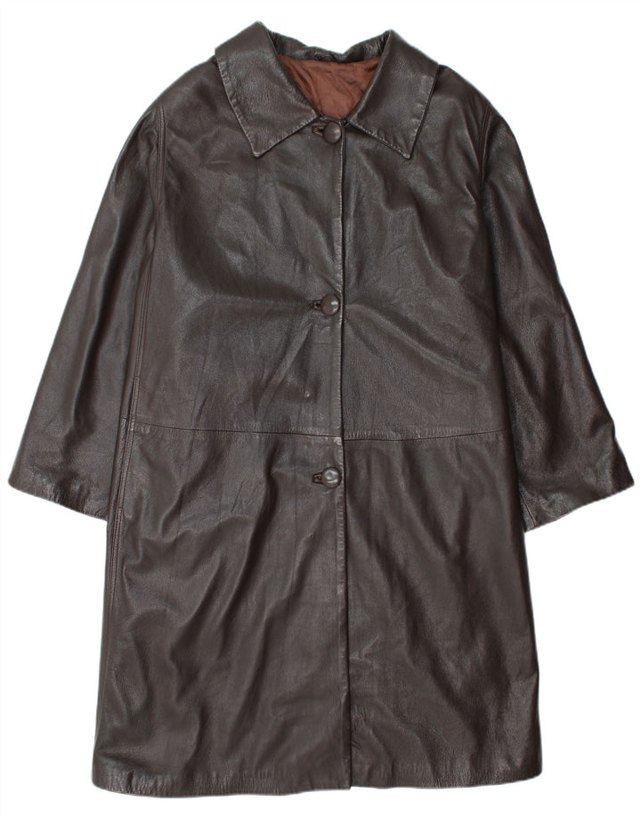 Conbipel Damen Übergroßer Ledermantel IT 48 XL Braunes Leder