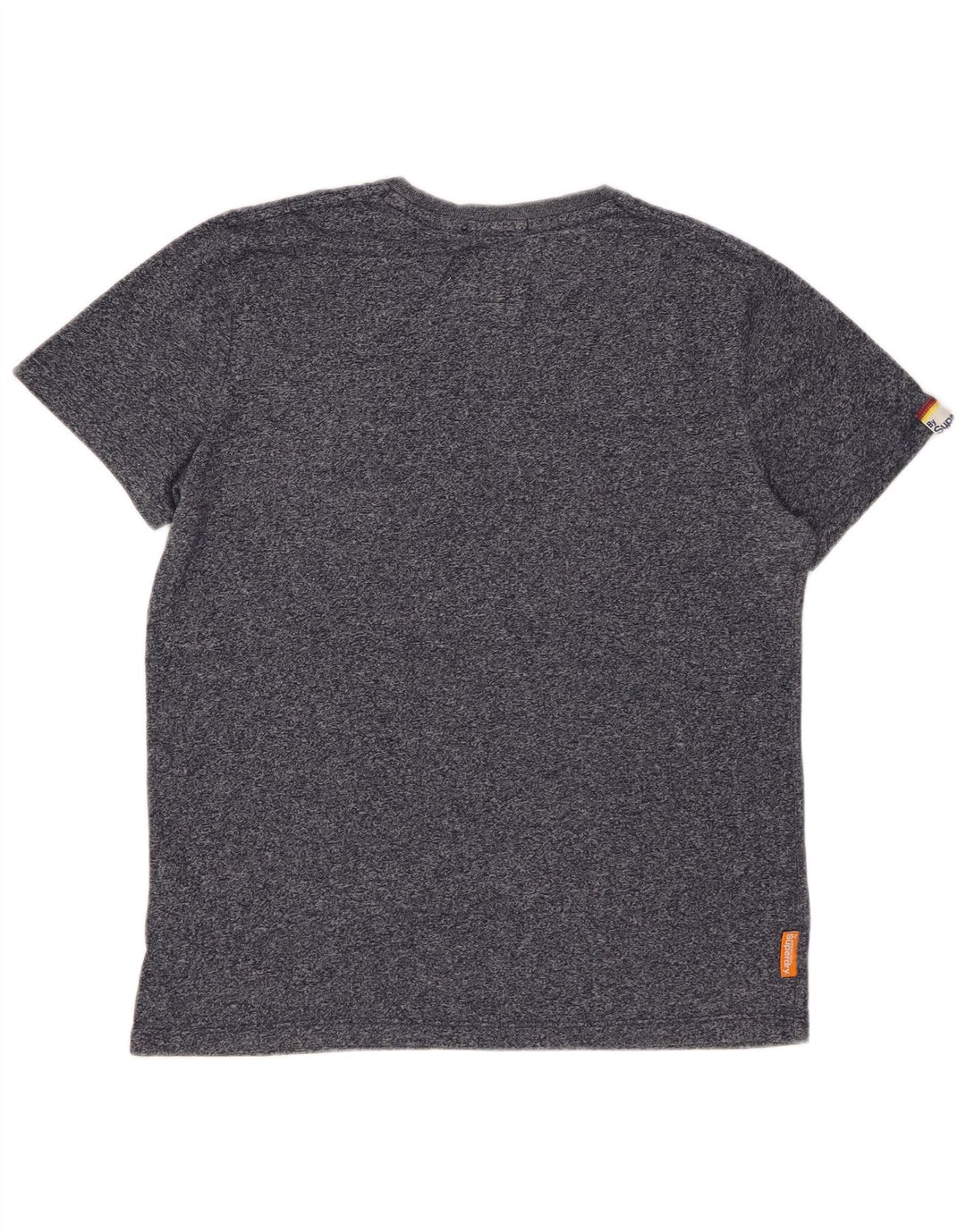 SUPERDRY Herren-T-Shirt-Oberteil, groß, marineblau gesprenkelte Baumwolle