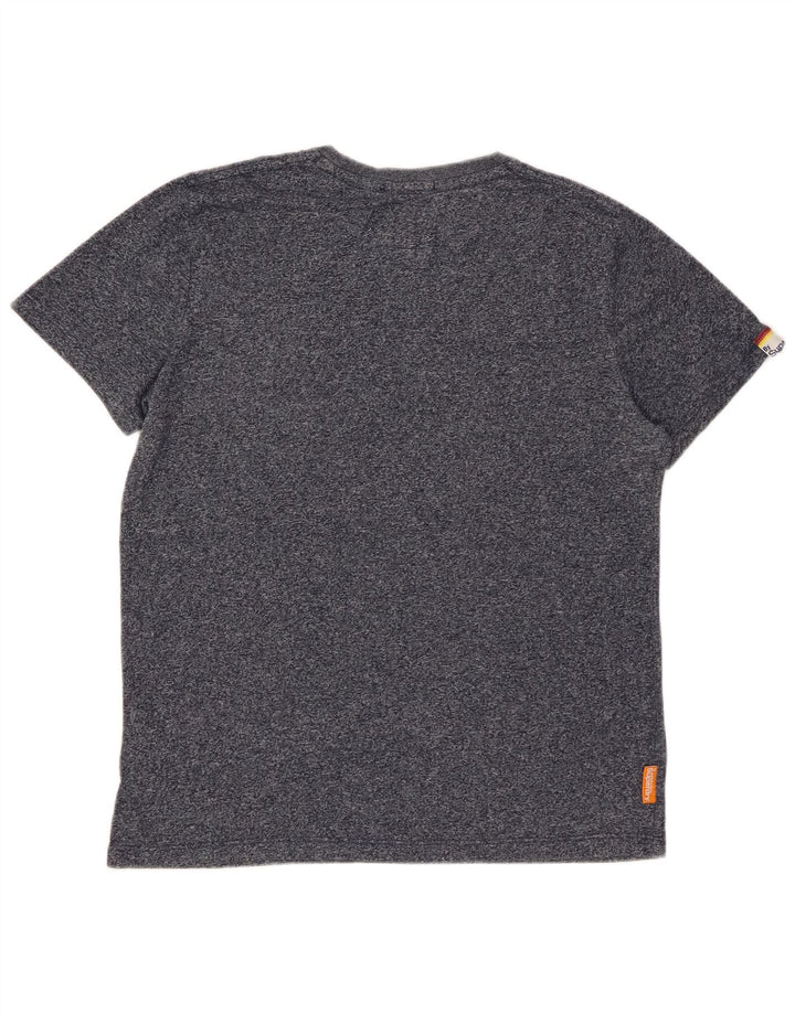 SUPERDRY Herren-T-Shirt-Oberteil, groß, marineblau gesprenkelte Baumwolle