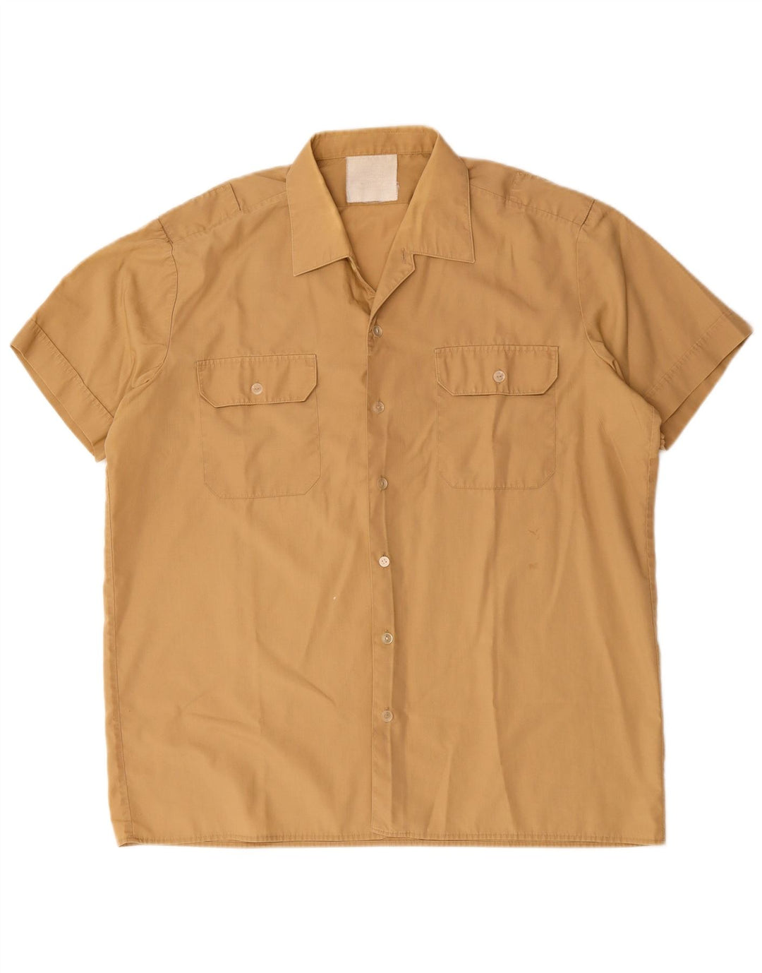 Vintage Herren Kurzarmhemd Groß Beige