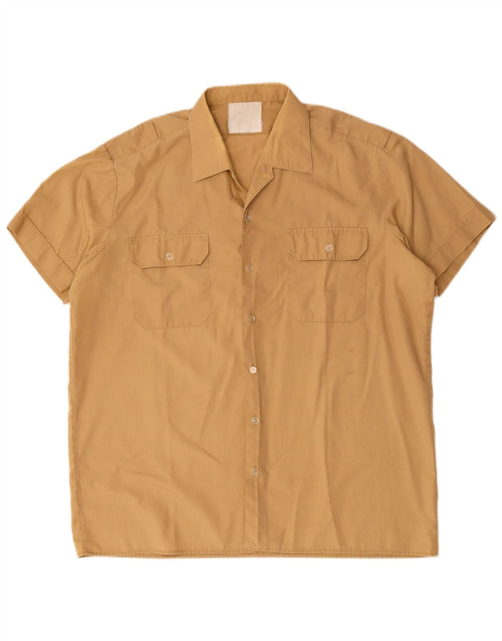Vintage Herren Kurzarmhemd Groß Beige