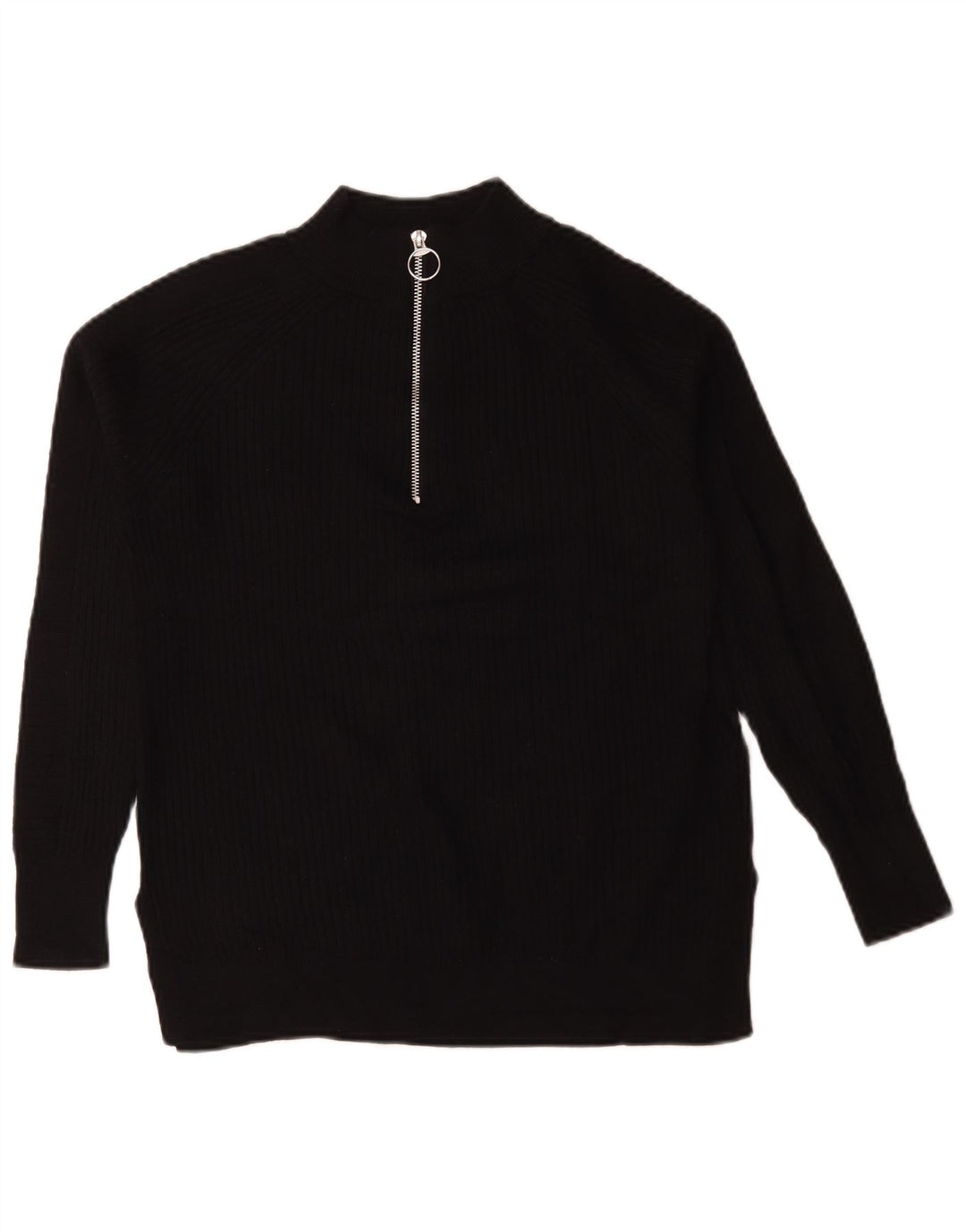 Marks & Spencer Damen-Pullover, übergroß, mit Reißverschluss, Gr. 6, XS, Schwarz