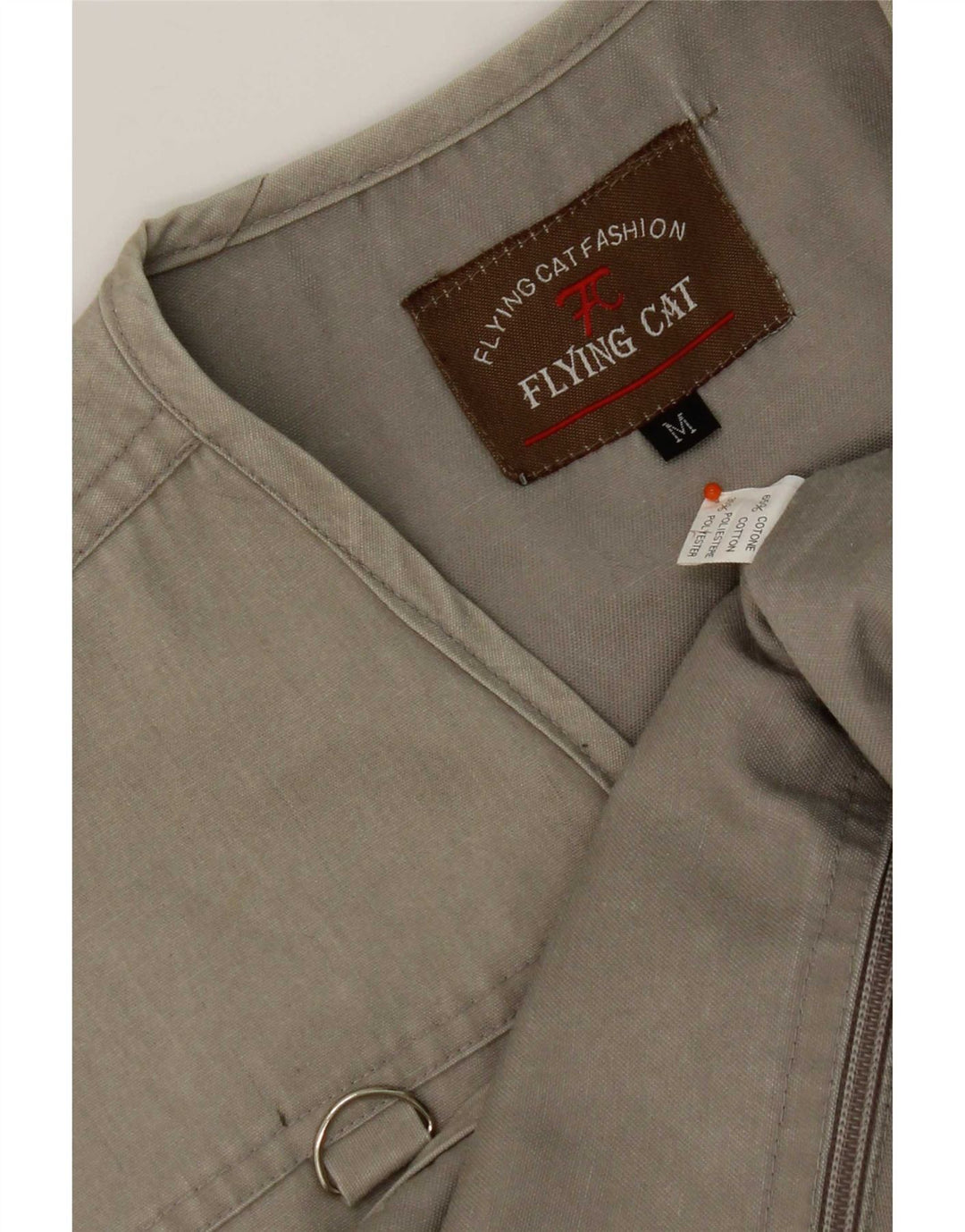 Vintage Herren Utility Gilet UK 38 Mittelgraue Baumwolle