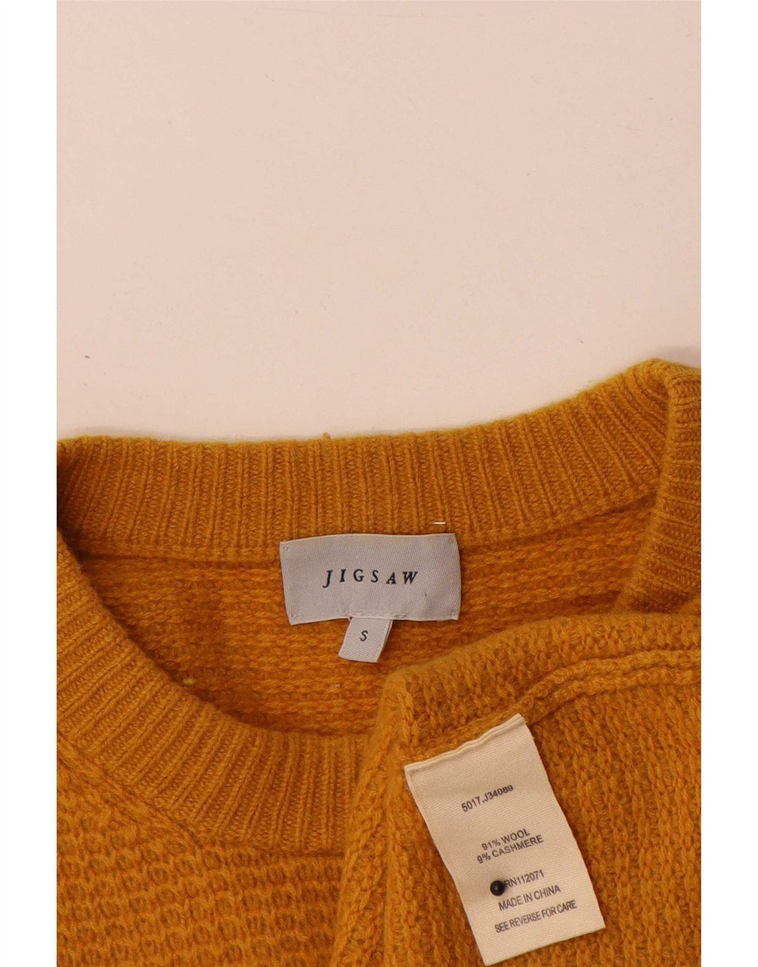 Jigsaw Herren-Pullover mit Rundhalsausschnitt, kleine orangefarbene Wolle