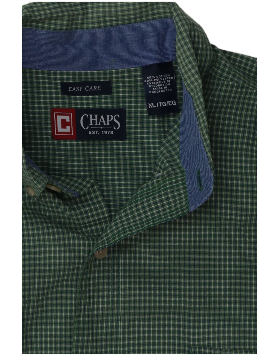 Chaps Herren-Hemd, pflegeleicht, XL, grün kariert, Baumwolle