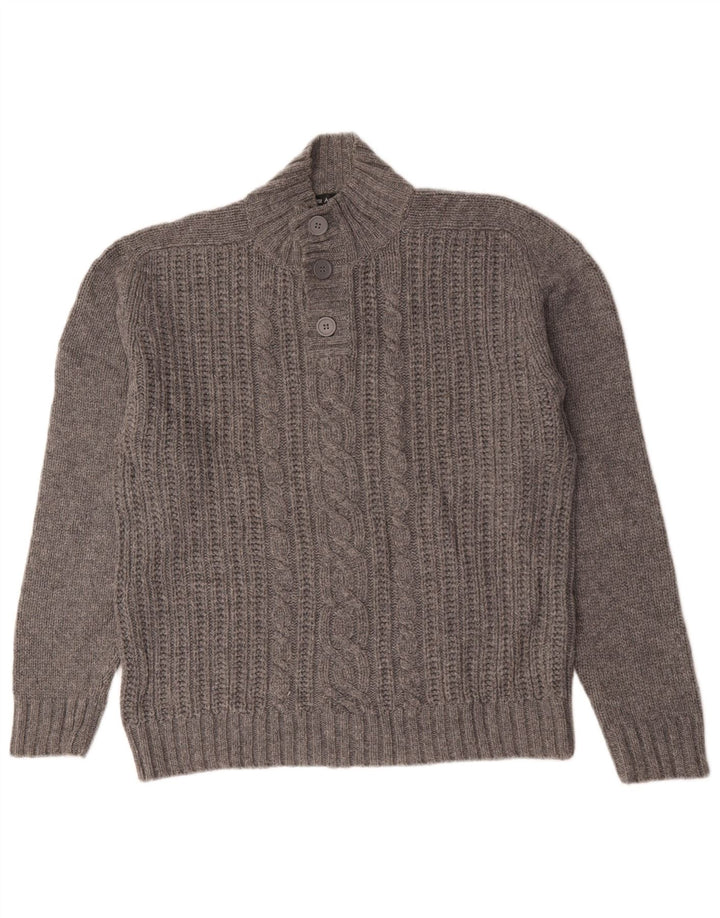 Marks & Spencer Herren-Pullover „Autograph“ mit Knopfkragen, Größe L, Grau