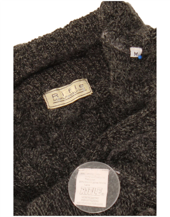 Rifle Herren-Pullover mit Rundhalsausschnitt, mittelgraues Acryl