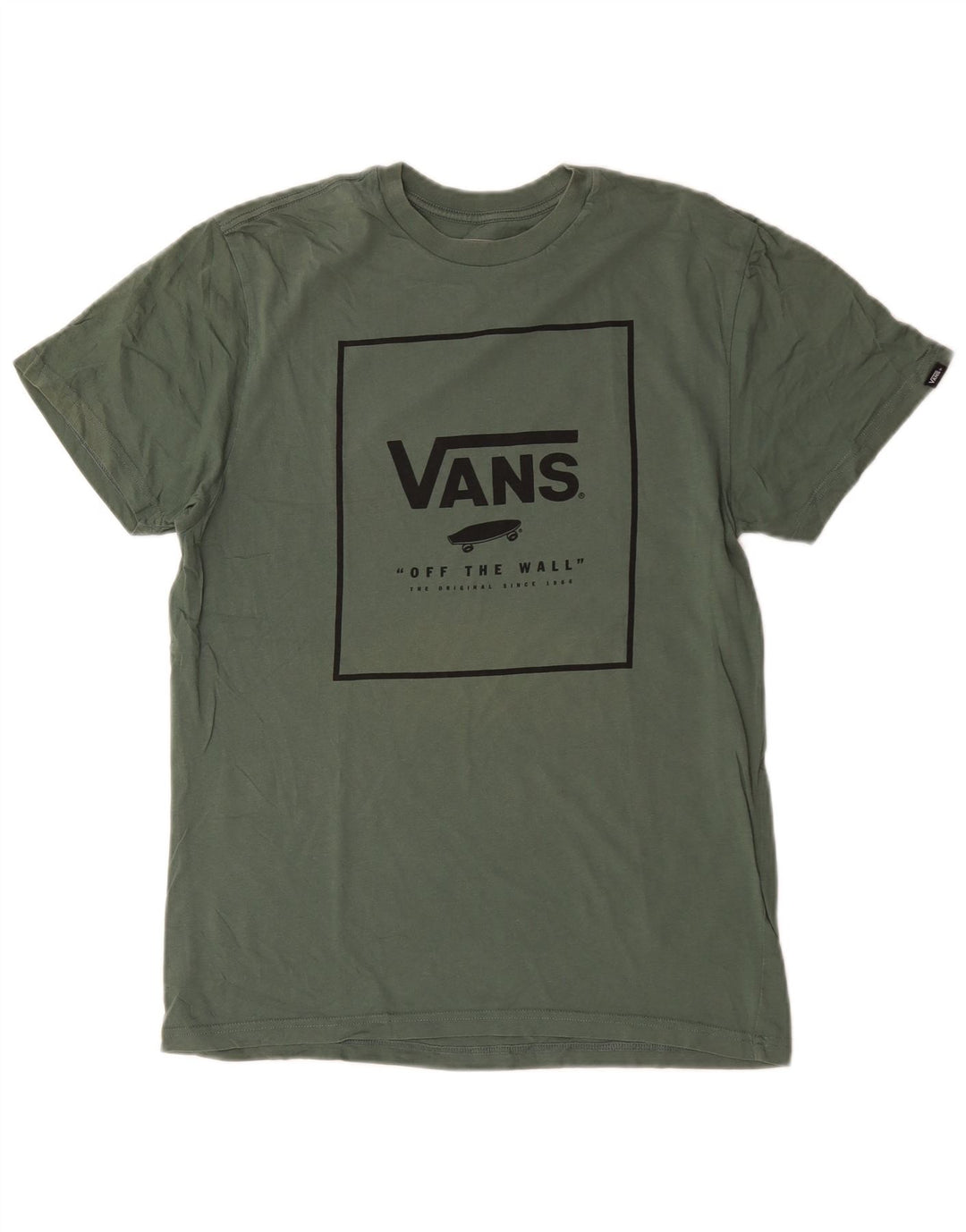 Vans Herren Custom Fit Grafik-T-Shirt-Oberteil aus mittelgrüner Baumwolle