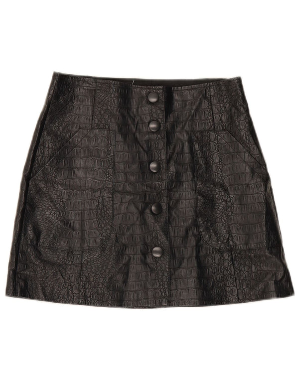 Stradivarius Damen Minirock UK 10 Small W28 Schwarzer Animal-Print