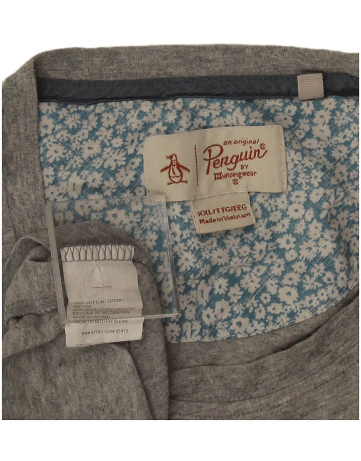 Penguin Herren T-Shirt Top 2XL Grau geblümt Baumwolle