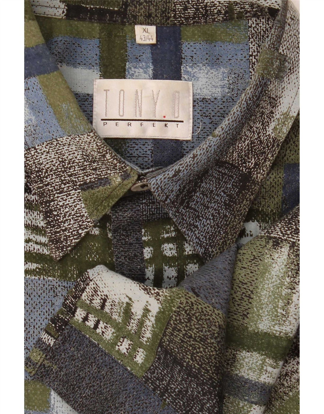 Vintage Herren Kurzarmshirt XL Grün Patchwork