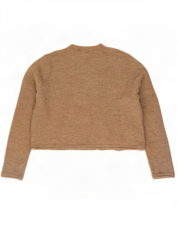 Zara Damen Crop-Oversize-Cardigan-Pullover UK 10 Small Beige Polyamid