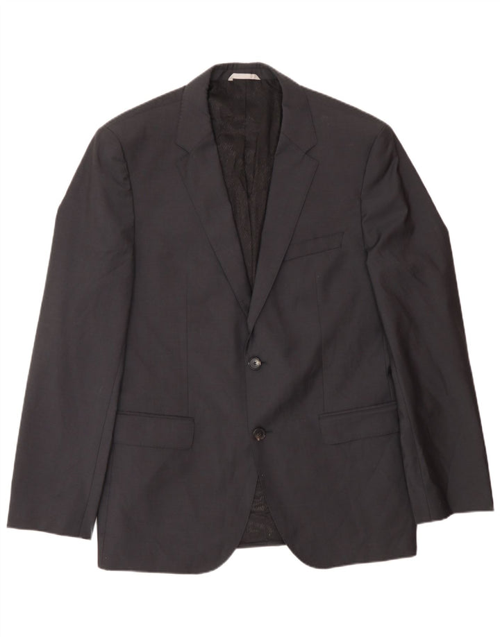 Hugo Boss Herren-Blazer mit 2 Knöpfen, UK 40, große graue Wolle