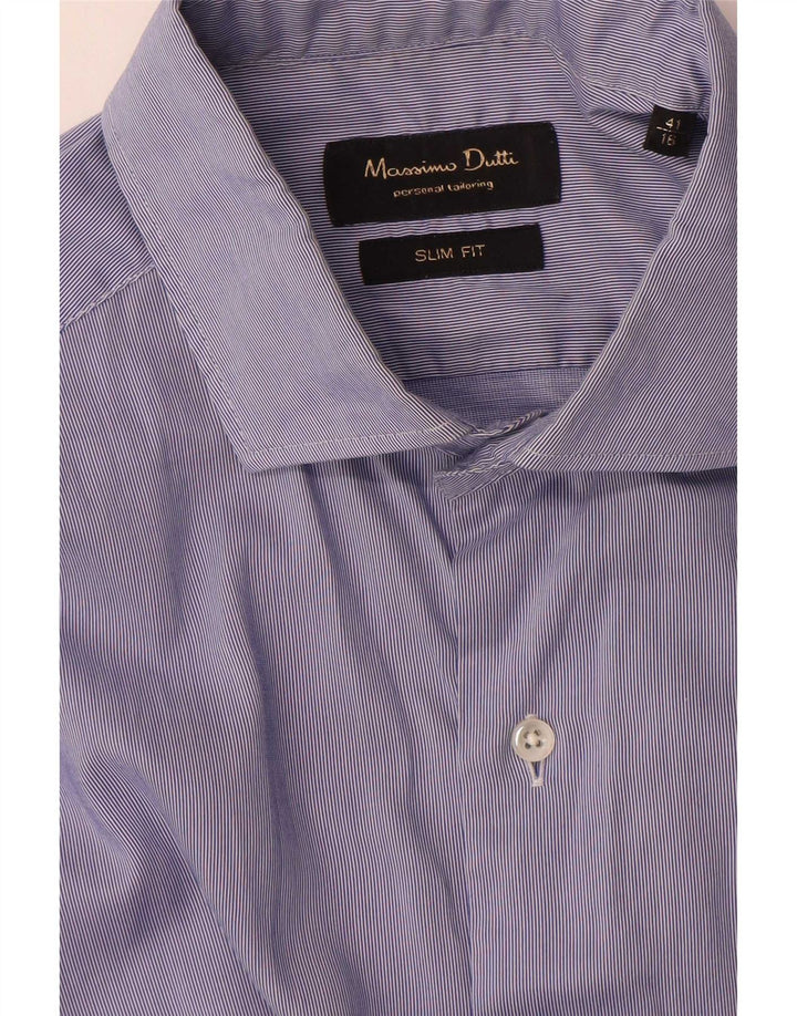 Massimo Dutti Herren Slim Fit Hemd Größe 41 16 Große blaue Nadelstreifen