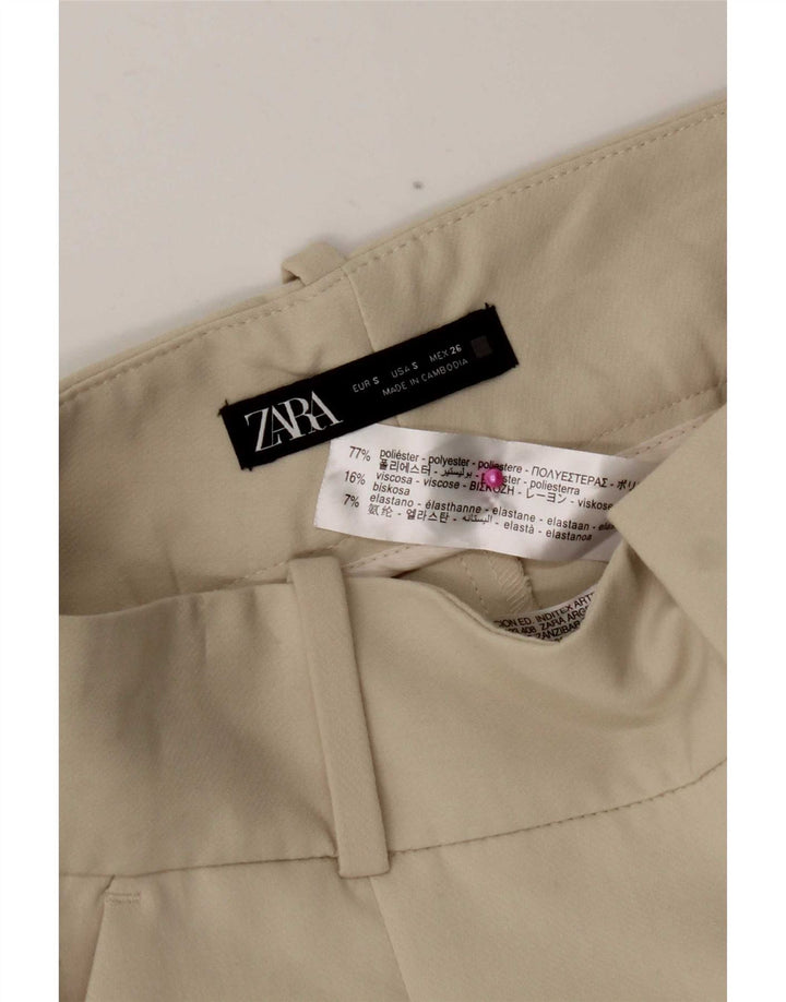 Zara Damen-Anzughose, schmal zulaufend, Größe S, W26, L27, gebrochenes Weiß, Polyester
