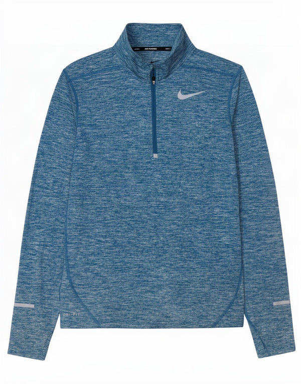 Nike Herren Dri Fit Pullover-Trainingsanzug mit Reißverschluss, Größe S, Blau meliert