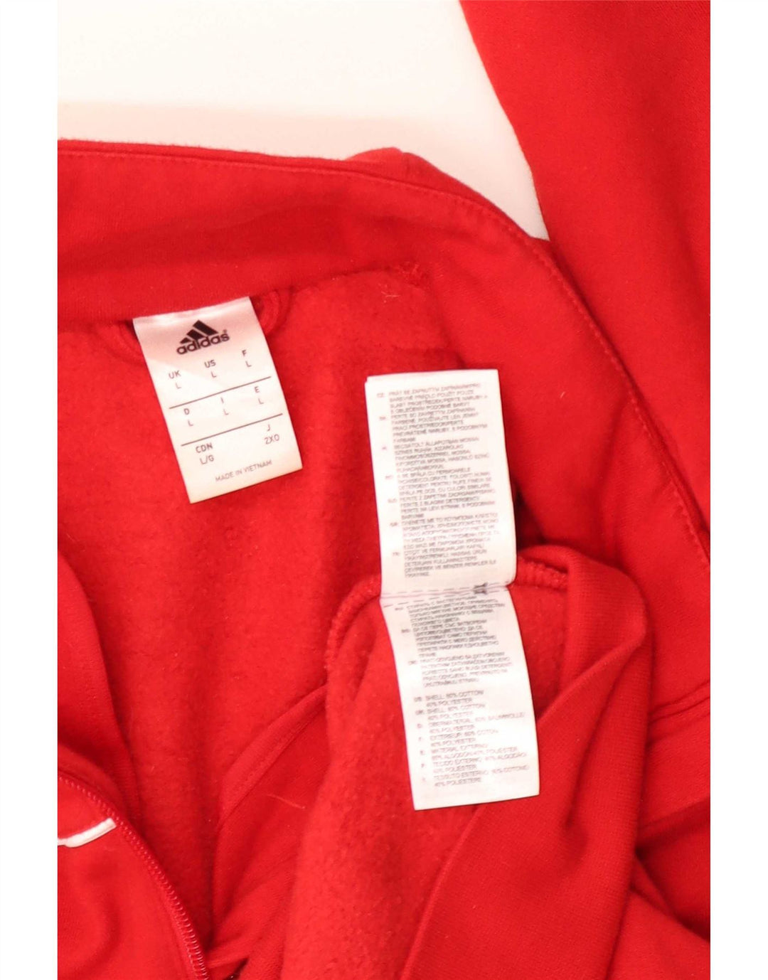 Adidas Herren-Sweatshirt mit Reißverschluss am Hals, groß, aus roter Baumwolle
