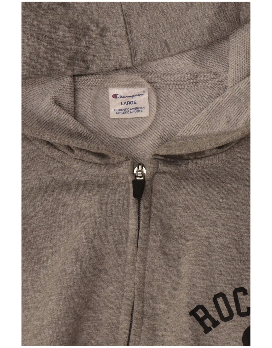 CHAMPION Herren-Kapuzenpullover mit grafischem Reißverschluss, Größe L, Grau