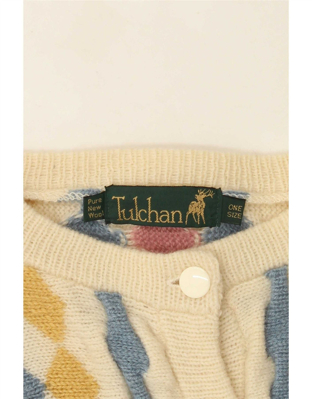 Strickjacke für Damen von Tulchan, Einheitsgröße, beige Argyle/Diamant-Schurwolle
